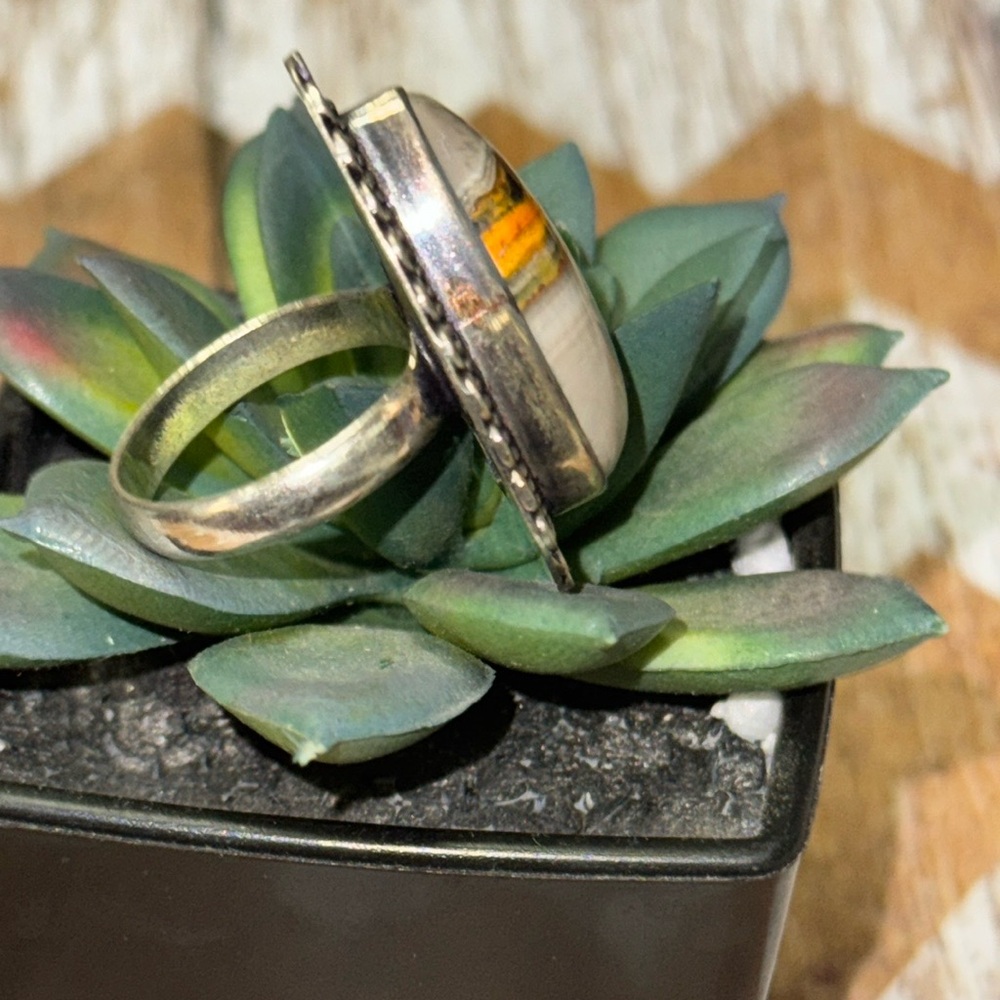 Silver Bumble Bee Jasper Ring - image 4